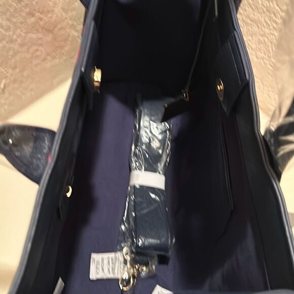 Trina Turk Floral Cloud Tote Top Handle Satchel Bag Blue Pink Bold Maximalist - Picture 10 of 16